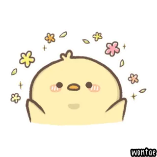 🐤 WONTAE poussin, mignon, kawaii, animal, dessin animé, autocollant telegram sticker