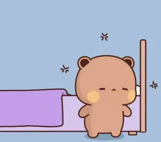 🛏 ours, en colère, dessin animé, lit, mignon telegram sticker