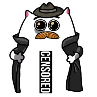 🍆 CENSORED แมว, หมวก, หนวด, เซ็นเซอร์, ตลก, การ์ตูน, น่ารัก telegram sticker