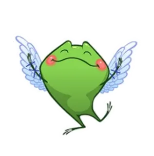 😌 rã, fada, desenho animado, fofo, asas, feliz whatsapp sticker
