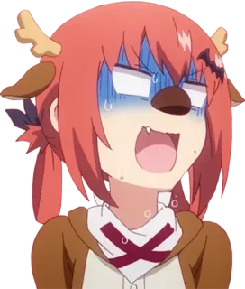 😰 Anime, Kreskówka, Jeleń, Wyraz, Śmieszne, Słodkie, Naklejka whatsapp sticker