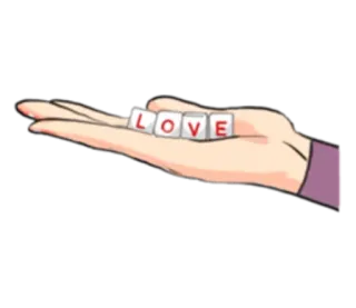 ❣ LOVE amor, mano, bloques, letras, afecto telegram sticker