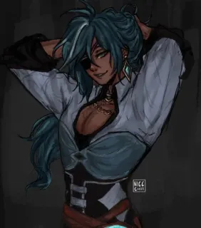 🌟 Kaeya Genshin Impact Anime, Personaggio, Fanart, Kaeya, Genshin Impact, Videogioco telegram sticker