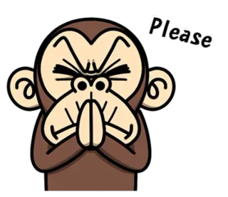 🙏 Please 원숭이, 만화, 구걸, 요청, 애원 telegram sticker