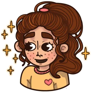 ✨ fille, dessin animé, autocollant, personnage, portrait, paillettes telegram sticker