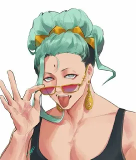 🌟 애니메이션, 선글라스, 혀, 캐릭터, 귀걸이 telegram sticker