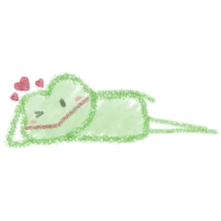💕 rã, fofo, animal, verde, laço, desenho, adesivo telegram sticker