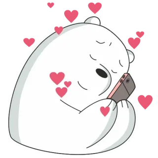 🥰 Ice Bear We Bare Bears urso, desenho animado, coração, amor, telefone, urso polar, fofo telegram sticker