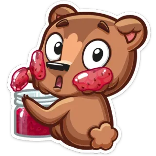 👀 niedźwiedź, kreskówka, dżem, słoik, słodki, uroczy, śmieszny telegram sticker