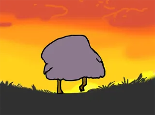 🌅 cartoon, walking, animal, silhouette, sunset telegram sticker