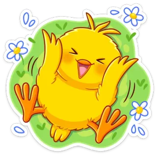 ☺️ kurczak, kreskówka, kura, zwierzę, słodki, szczęśliwy, wiosna telegram sticker