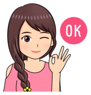 👌 OK ok, garota, desenho animado, aprovação, gesto whatsapp sticker