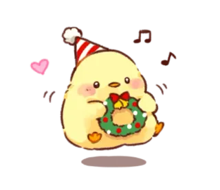 🐥 chicken, christmas, wreath, heart, holiday, cartoon telegram sticker