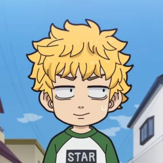 🎐 STAR Anime, Menino, Estrela, Personagem, Cabelo amarelo whatsapp sticker