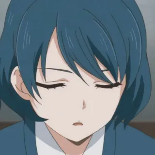 ➖ anime, meisje, blauw haar, cartoon, personage telegram sticker