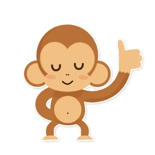 👍 monyet, hewan, imut, bahagia, ilustrasi telegram sticker