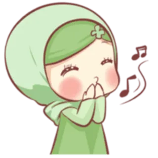 😘 Hijab, Mädchen, Cartoon, Musik, Süß, Muslimisch whatsapp sticker