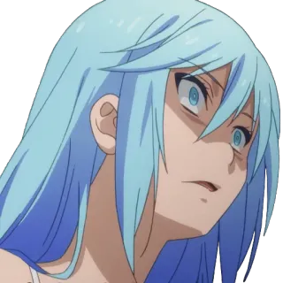😨 anime, mulher, cabelo azul, chocada, desenho animado, retrato telegram sticker