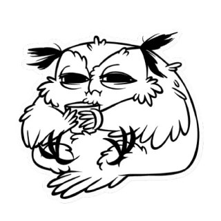 ☕ 올빼미, 커피, 귀여운, 만화, 졸린, 동물, 새 telegram sticker