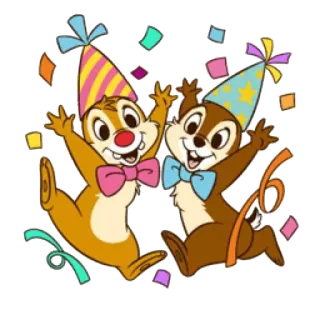 🎉 Chip and Dale Dibujos animados, Ardillas, Fiesta, Celebración, Disney, Animales, Amistad telegram sticker