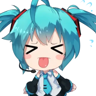 😝 Hatsune Miku Anime, Vocaloid, Chibi, Słodkie, Dziewczyna, Hatsune Miku, Wystawiony język telegram sticker
