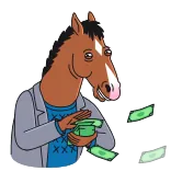 🤑 BoJack Horseman лошадь, деньги, мультфильм, телешоу, мультик telegram sticker