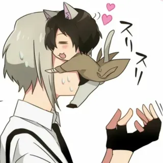 ❤ スリスリ Anime, Fofo, Orelhas de gato, Kawaii, Chibi telegram sticker