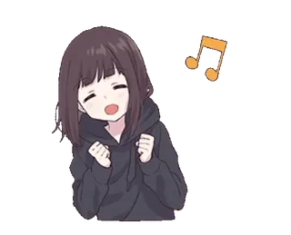 🎶 Аниме девушка, Нота, Счастливый, Веселый, Радостный telegram sticker