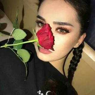 🌚 mulher, rosa, flor, beleza, retrato, menina, maquiagem telegram sticker