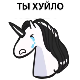 🖕 ТЫ ХУЙЛО Einhorn, weinen, beleidigend, Beleidigung, russisch, Schimpfwort telegram sticker