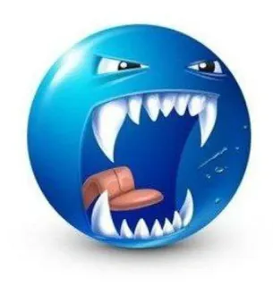 😈 wütend, Monster, Zähne, blau, Mund whatsapp sticker