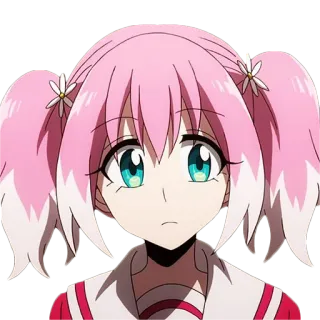🙁 Anime, Manga, Pelo rosa, Coletas, Chica, Dibujo animado telegram sticker