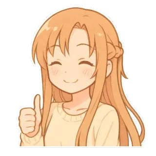 👍 Asuna Yuuki Sword Art Online Аниме, Девушка, Большой палец вверх, Каваи, Счастливый, Sword Art Online, Асуна Юки, Стикер whatsapp sticker
