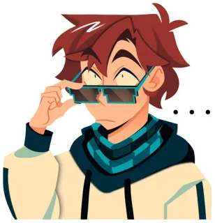 💬 ... Desenho animado, Óculos, Personagem, Pose, Pensando, Preocupado telegram sticker