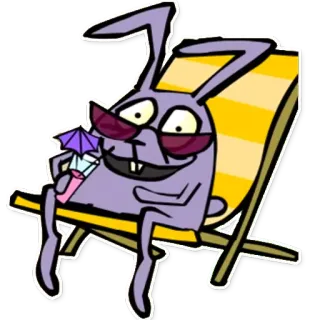 🍹 coelho, óculos de sol, praia, relaxamento, desenho animado, animal whatsapp sticker