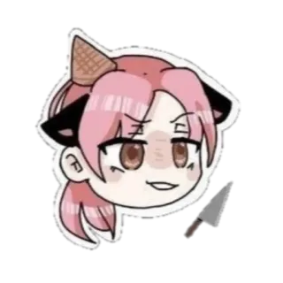🔪 nóż, kreskówka, uroczy, różowe włosy, kocie uszy telegram sticker
