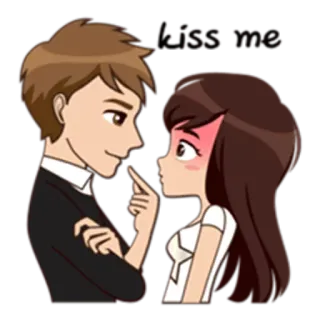 😘 kiss me amor, beijo, casal, romance, desenho animado telegram sticker