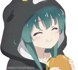 🐾 Anime, Sticker, Comiendo, Kawaii, Lindo whatsapp sticker