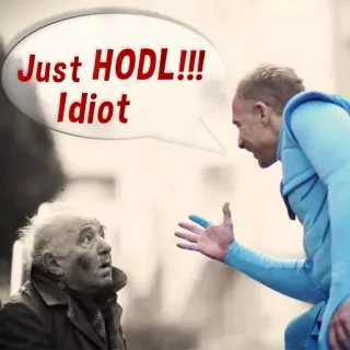 👊 Just HODL!!! Idiot crypto, hodl, finanza, trading, meme, investimento, idiota telegram sticker