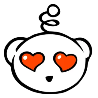 😍 reddit, panda, occhi a cuore, amore, mascotte, cartone animato telegram sticker