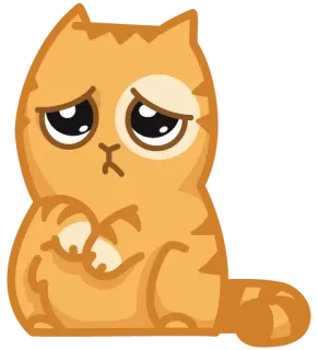 😔 кот, грустный, милый, животное, оранжевый telegram sticker