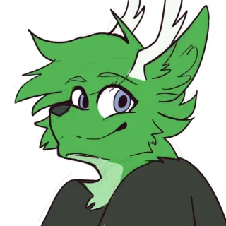 😁 Фурри, Мультик, Зеленый, Портрет, Олень, Животное telegram sticker