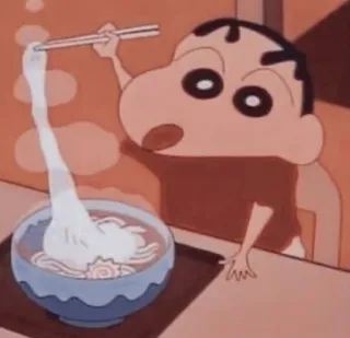 🍜 Shin-chan Crayon Shin-chan อนิเมะ, การ์ตูน, อาหาร, บะหมี่, กิน telegram sticker