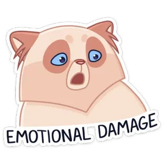 😬 EMOTIONAL DAMAGE emocional, dano, gato, desenho animado, meme, triste telegram sticker
