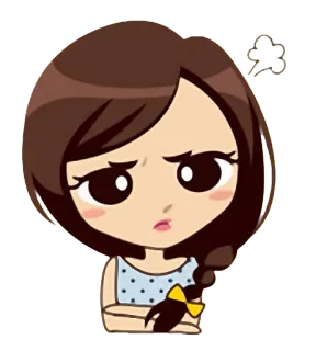 😒 Dibujo animado, Chica, Enfadada, Molesta, Emociones whatsapp sticker