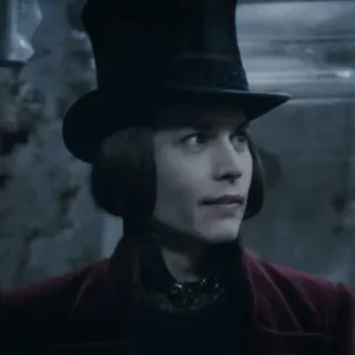 🎩 Willy Wonka Charlie and the Chocolate Factory willy wonka, johnny depp, charlie und die Schokoladenfabrik, Filmfigur, Schokoladenfabrik, Zylinder telegram sticker