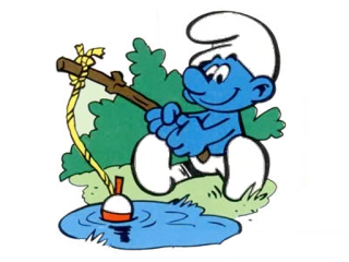 🎣 Smurf การ์ตูน, ตกปลา, สเมิร์ฟ, สีน้ำเงิน, ธรรมชาติ whatsapp sticker