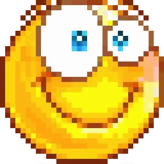 😄 Biểu tượng cảm xúc, Pixel art, Màu vàng, Khuôn mặt, Ngớ ngẩn, Mắt, Điên whatsapp sticker