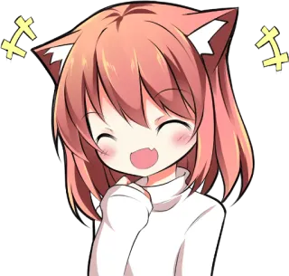 😄 Anime, Orelhas de gato, Kawaii, Fofo, Garota, Ilustração telegram sticker