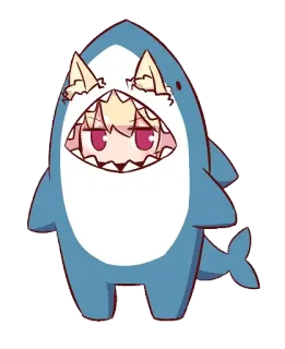 🦈 Anime, Requin, Personnage, Mignon, Oreilles de chat telegram sticker